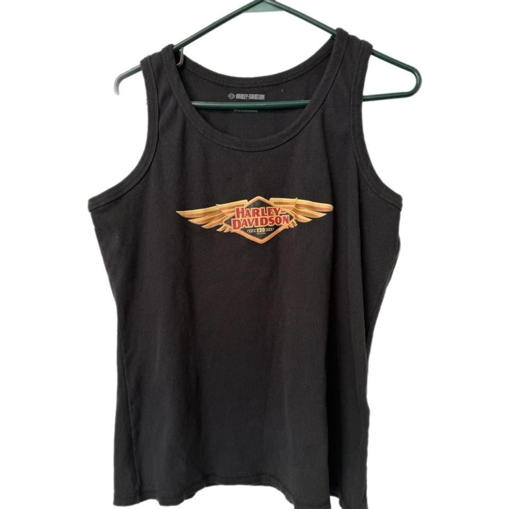 Harley-Davidson 120th Anniversary Ribbed Tank Top Black Winged Logo Women's 2XL